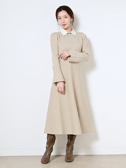 white collar knit dress