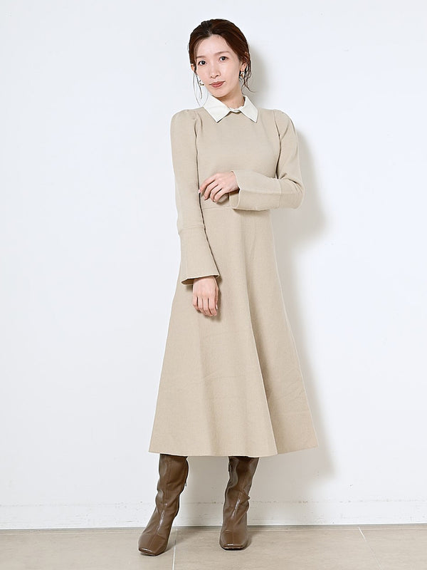 white collar knit dress