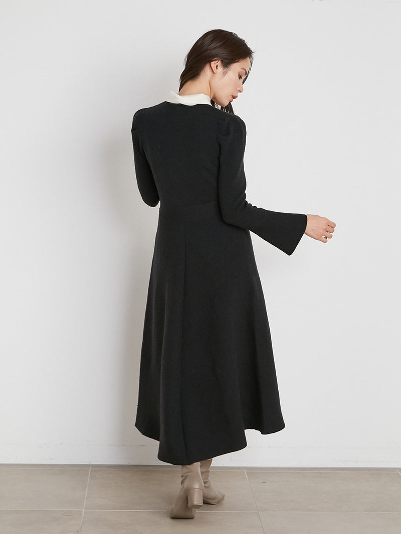 white collar knit dress