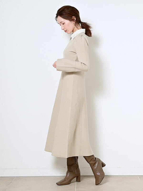 white collar knit dress