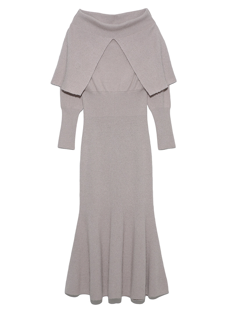 slit shawl off-shoulder dress