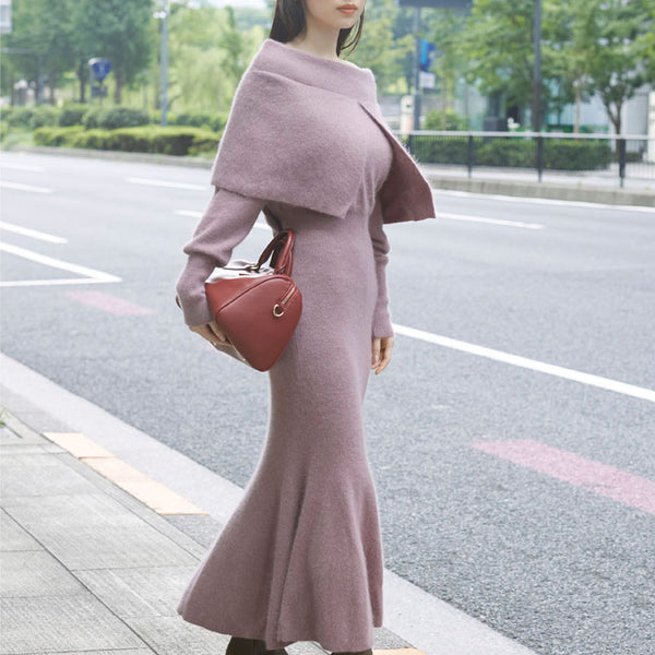 slit shawl off-shoulder dress – ULAUNA online