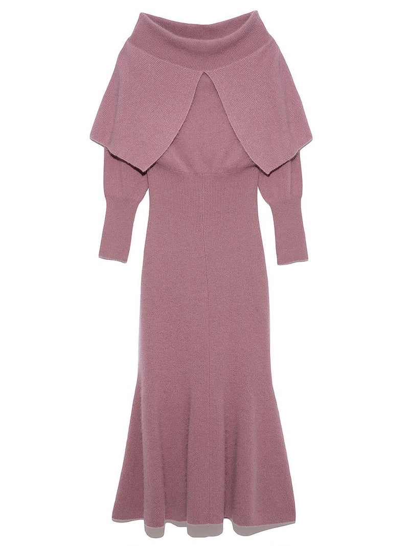 slit shawl off-shoulder dress
