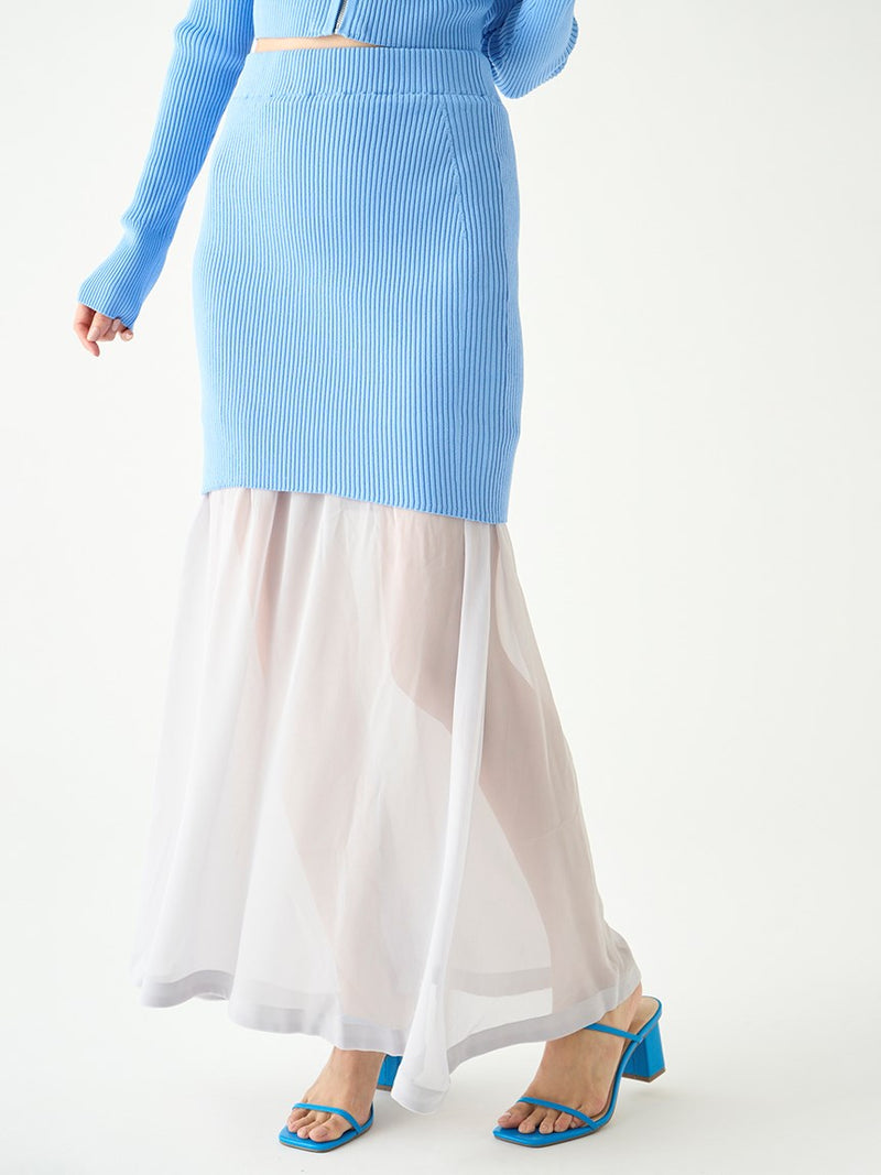 sustainable knit docking hem sheer skirt