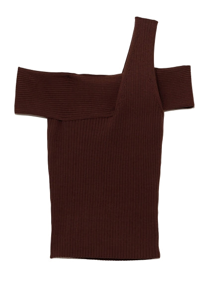 assisted knit off-shoulder pullover