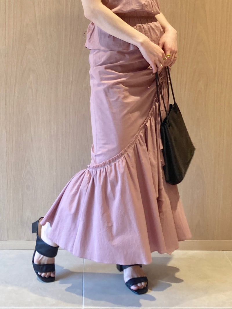 organics cotton tiered long skirt