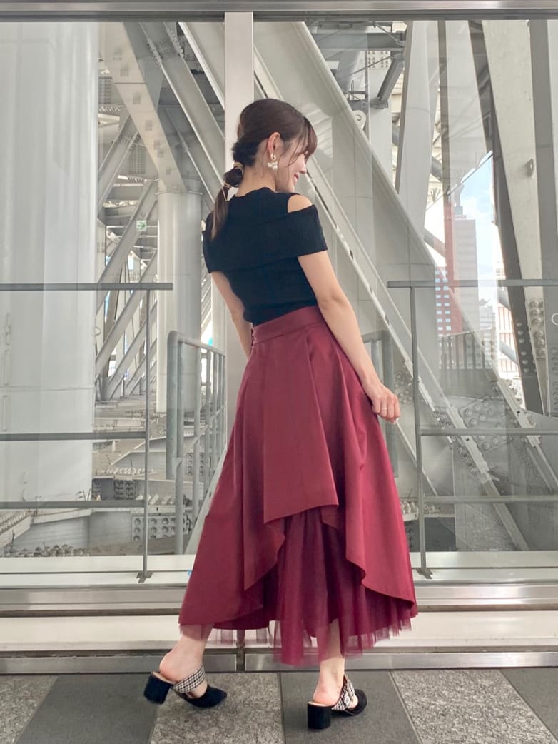back tulate taffeta flared skirt