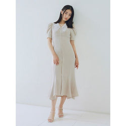 embroidered collar mermaid dress