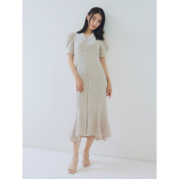 embroidered collar mermaid dress