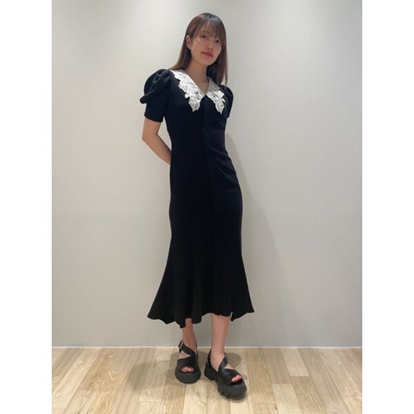 embroidered collar mermaid dress