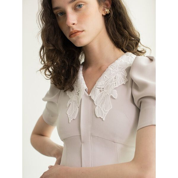 embroidered collar mermaid dress