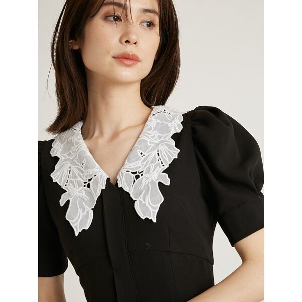 embroidered collar mermaid dress