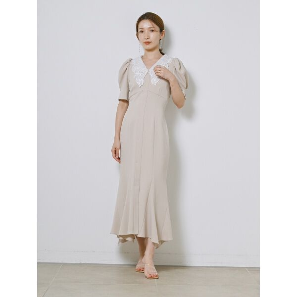embroidered collar mermaid dress