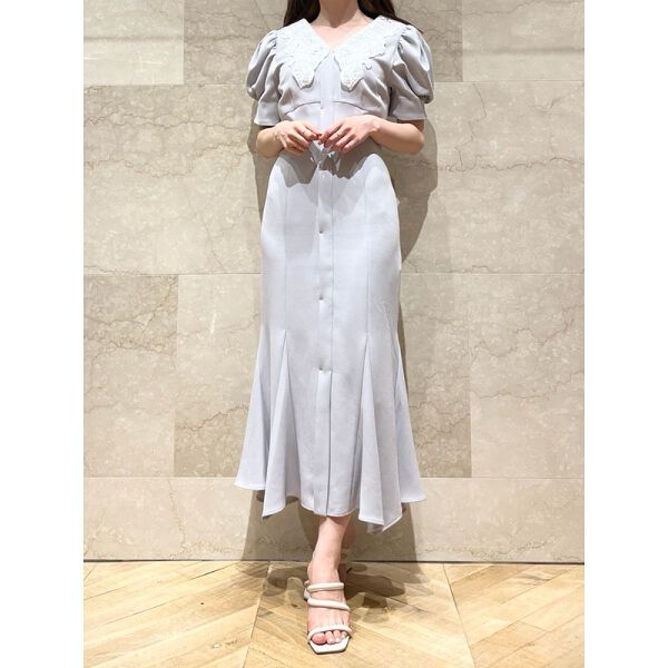 embroidered collar mermaid dress