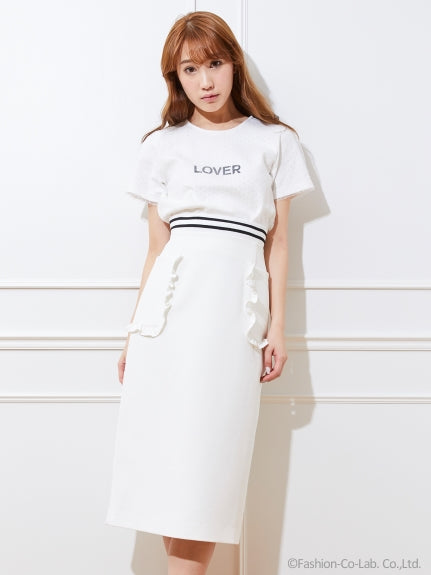 ruffle pocket tight skirt