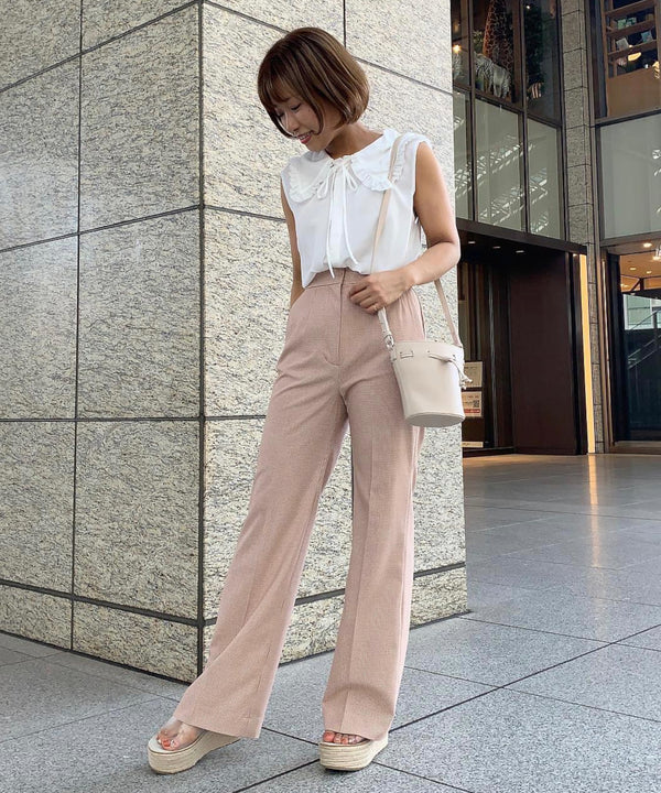 gingham check flared pants